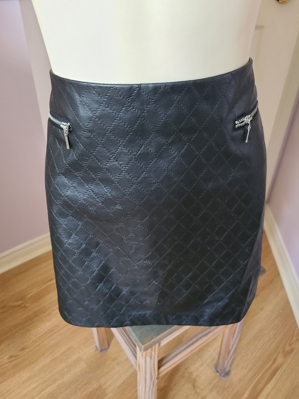 Atmosphere Black Quilted Mini Skirt with Zip Pockets